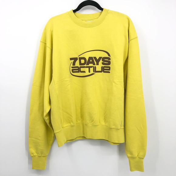 NEW 7 Days Active Oversized Monday Acacia Yellow Crewneck Sweatshirt Small - Picture 1 of 7